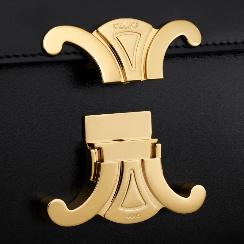 τσάντα ώμου με αλυσίδα claude σε γυαλιστερό δέρμα μοσχαριού γυναίκες CELINE 640PT178 αξεσουάρ μαύρος