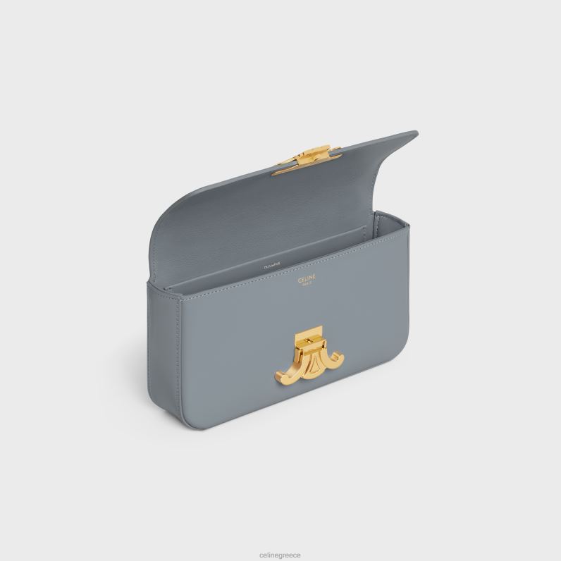 τσάντα ώμου με αλυσίδα claude σε γυαλιστερό δέρμα μοσχαριού γυναίκες CELINE 640PT179 αξεσουάρ μπλε γκρι