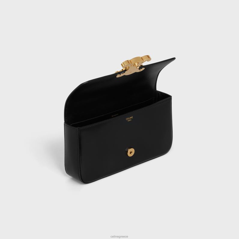 τσάντα ώμου αλυσίδα claude με στρας κλείσιμο σε γυαλιστερό δέρμα μοσχαριού γυναίκες CELINE 640PT181 αξεσουάρ μαύρος