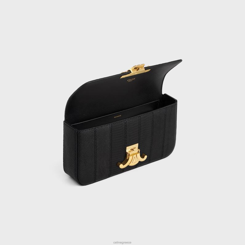 τσάντα ώμου με αλυσίδα claude σε συνονθύλευμα σαύρας γυναίκες CELINE 640PT187 αξεσουάρ μαύρος