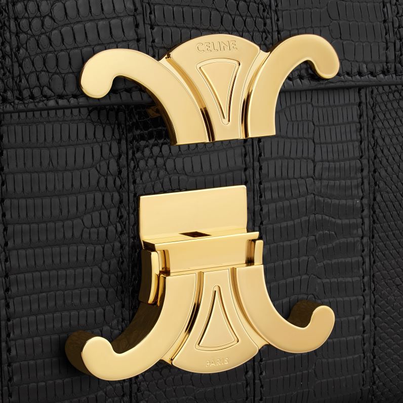 τσάντα ώμου με αλυσίδα claude σε συνονθύλευμα σαύρας γυναίκες CELINE 640PT187 αξεσουάρ μαύρος