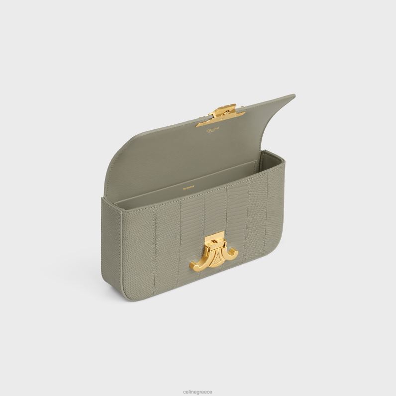 τσάντα ώμου με αλυσίδα claude σε συνονθύλευμα σαύρας γυναίκες CELINE 640PT188 αξεσουάρ πράσινο πηλό