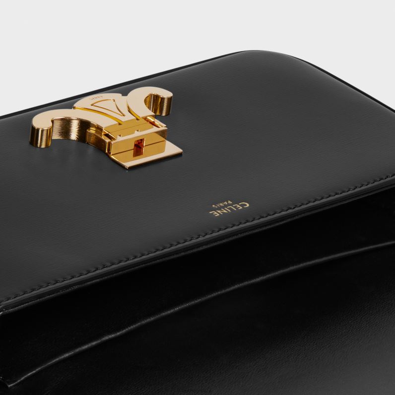 τσάντα ώμου claude από γυαλιστερό δέρμα μοσχαριού γυναίκες CELINE 640PT190 αξεσουάρ μαύρος