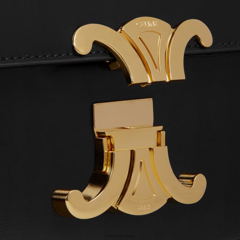 τσάντα ώμου claude από γυαλιστερό δέρμα μοσχαριού γυναίκες CELINE 640PT190 αξεσουάρ μαύρος