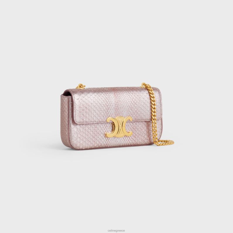 τσάντα ώμου με αλυσίδα claude σε μαργαριταρένιο πύθωνα γυναίκες CELINE 640PT38 αξεσουάρ τριαντάφυλλο