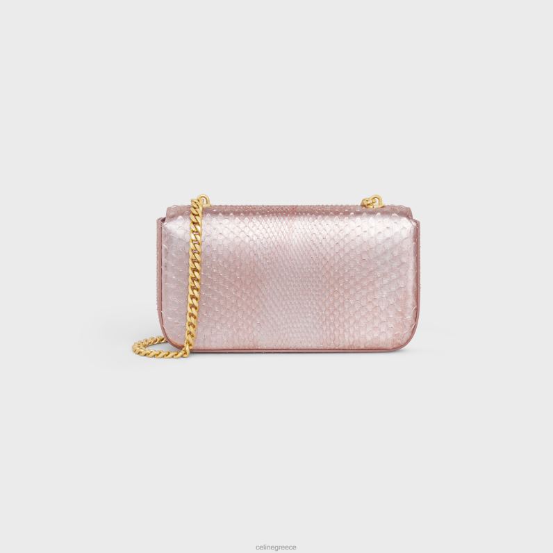 τσάντα ώμου με αλυσίδα claude σε μαργαριταρένιο πύθωνα γυναίκες CELINE 640PT38 αξεσουάρ τριαντάφυλλο