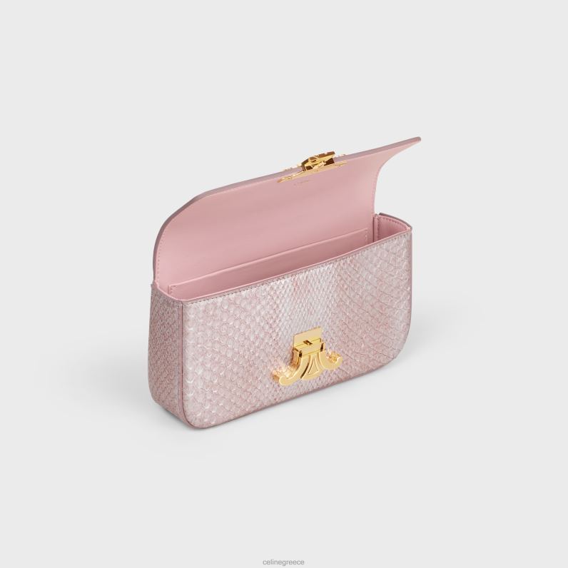 τσάντα ώμου με αλυσίδα claude σε μαργαριταρένιο πύθωνα γυναίκες CELINE 640PT38 αξεσουάρ τριαντάφυλλο