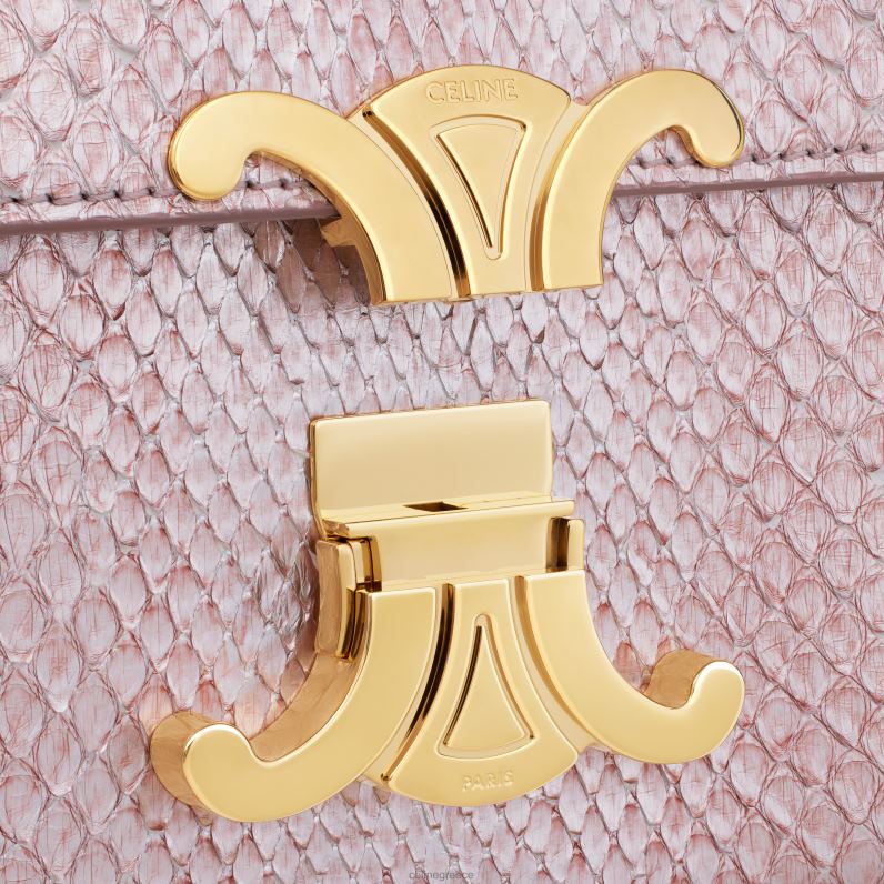 τσάντα ώμου με αλυσίδα claude σε μαργαριταρένιο πύθωνα γυναίκες CELINE 640PT38 αξεσουάρ τριαντάφυλλο