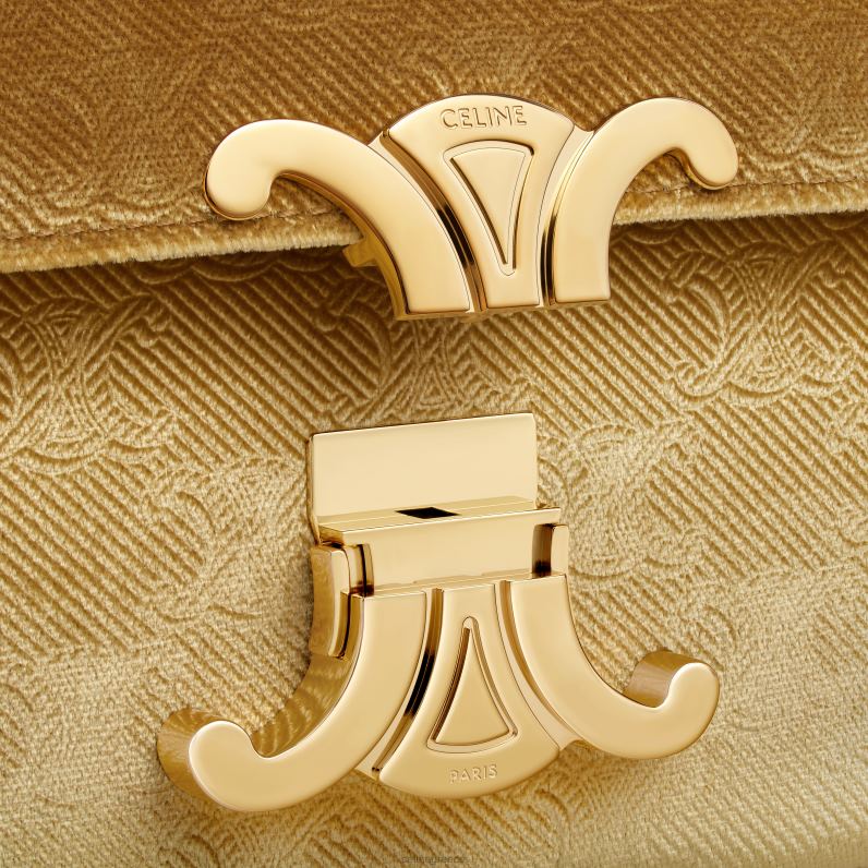 τσάντα ώμου αλυσίδα claude σε βελούδο με triomphe παντού γυναίκες CELINE 640PT185 αξεσουάρ χρυσός