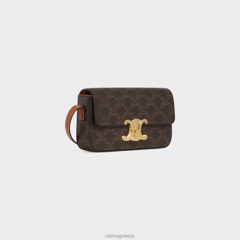 τσάντα ώμου claude σε καμβά triomphe & δέρμα μοσχαριού γυναίκες CELINE 640PT192 αξεσουάρ βυρσοδέψω