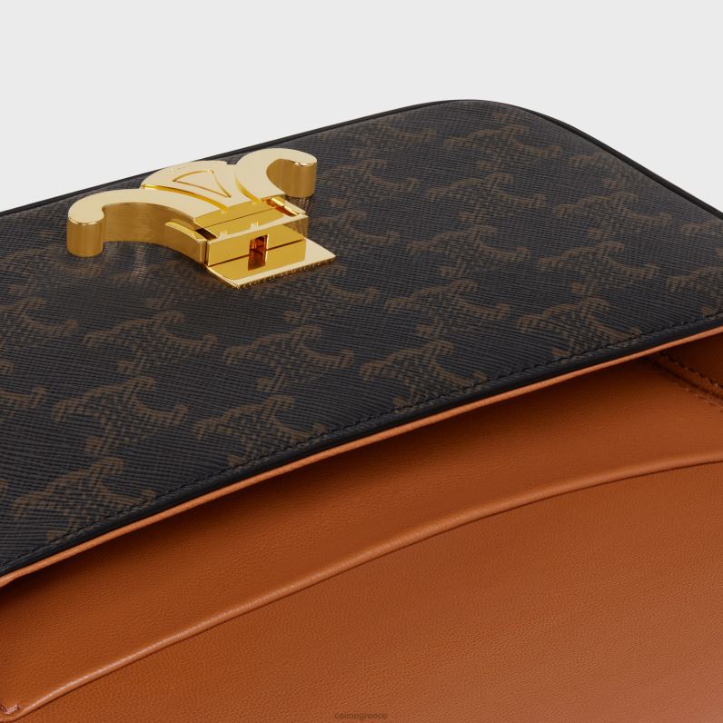 τσάντα ώμου claude σε καμβά triomphe & δέρμα μοσχαριού γυναίκες CELINE 640PT192 αξεσουάρ βυρσοδέψω