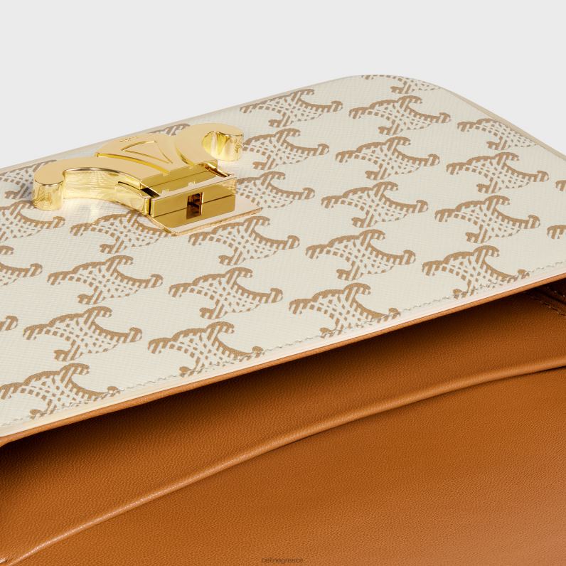 τσάντα ώμου claude σε καμβά triomphe & δέρμα μοσχαριού γυναίκες CELINE 640PT193 αξεσουάρ άσπρο