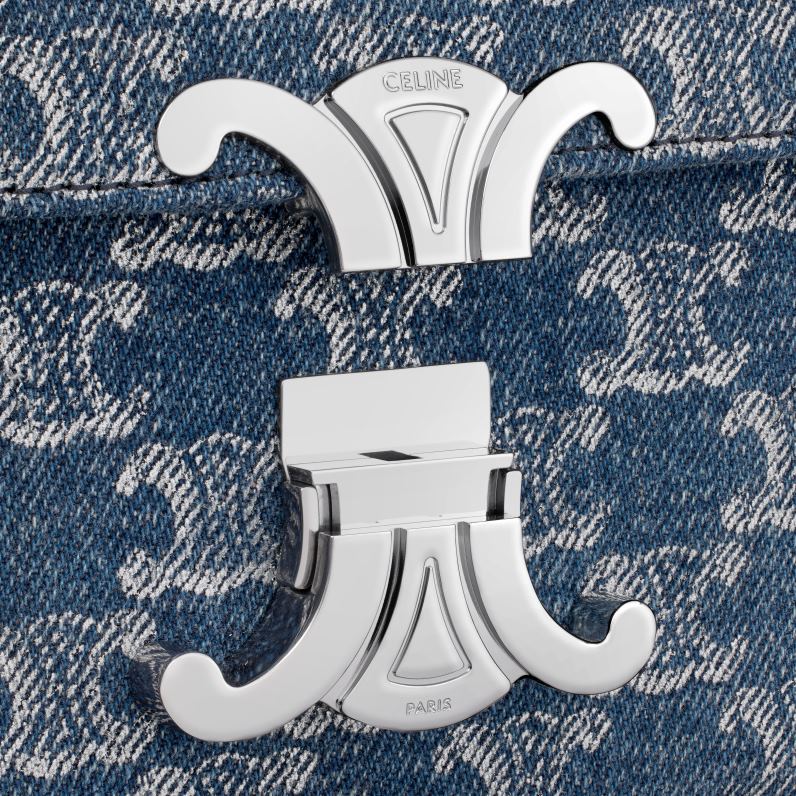 τσάντα ώμου αλυσίδα claude σε τζιν με triomphe παντού γυναίκες CELINE 640PT51 αξεσουάρ τζιν/ασημί