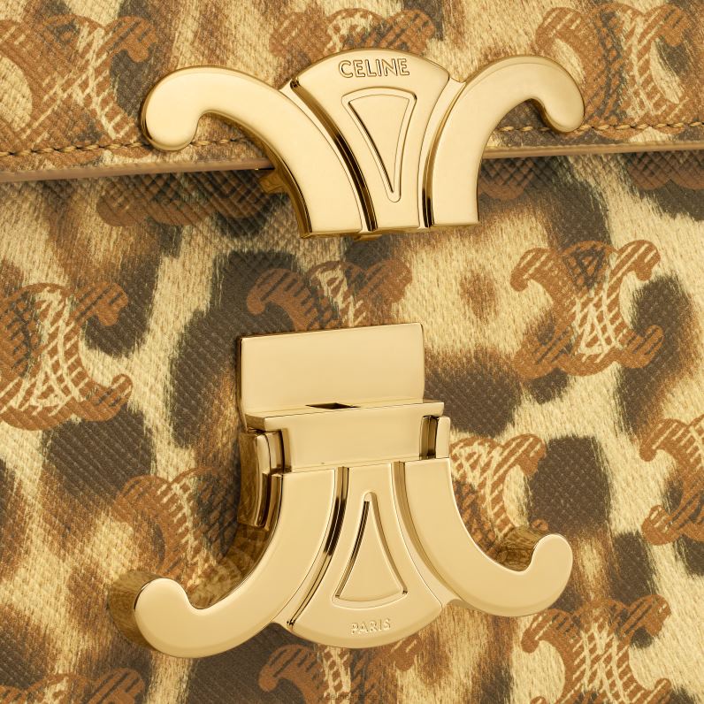 τσάντα ώμου με αλυσίδα claude σε καμβά triomphe με στάμπα γυναίκες CELINE 640PT52 αξεσουάρ λεοπάρδαλη