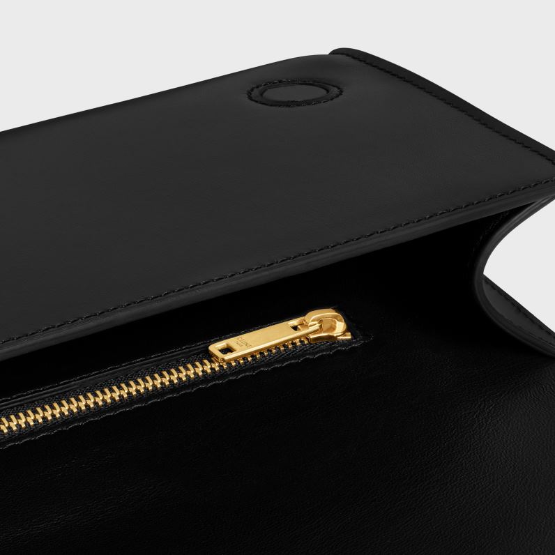 ασύμμετρο clutch σε γυαλιστερό δέρμα μοσχαριού με στάμπα γυναίκες CELINE 640PT279 αξεσουάρ μαύρος