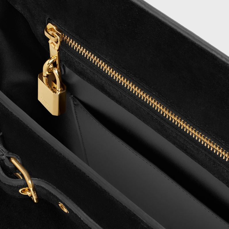 τσάντα conti από δέρμα μοσχαριού σουέτ γυναίκες CELINE 640PT167 αξεσουάρ μαύρος