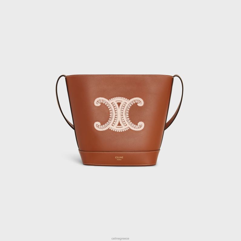 μικρός κουβάς cuir triomphe σε λείο δέρμα μοσχαριού με κέντημα triomphe γυναίκες CELINE 640PT200 αξεσουάρ βυρσοδέψω