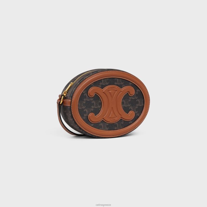 οβάλ τσάντα cuir triomphe σε καμβά triomphe & δέρμα μοσχαριού γυναίκες CELINE 640PT212 αξεσουάρ βυρσοδέψω