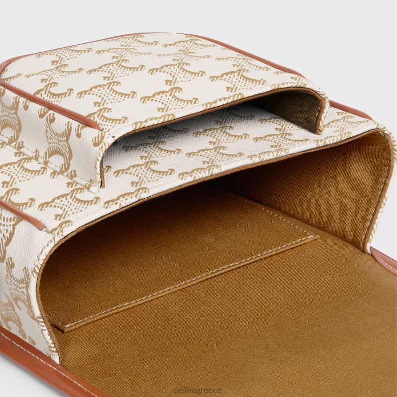 μεσαία τσάντα folco σε καμβά triomphe & δέρμα μοσχαριού γυναίκες CELINE 640PT222 αξεσουάρ άσπρο