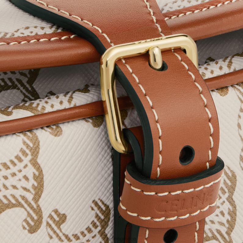 μεσαία τσάντα folco σε καμβά triomphe & δέρμα μοσχαριού γυναίκες CELINE 640PT222 αξεσουάρ άσπρο