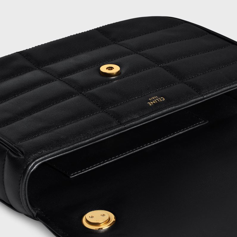 τσάντα ώμου αλυσίδας matelasse μονόχρωμη σε καπιτονέ δέρμα μοσχαριού γυναίκες CELINE 640PT280 αξεσουάρ μαύρος