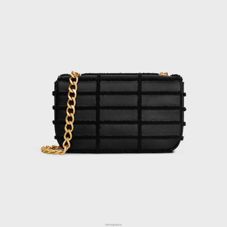 αλυσίδα τσάντα ώμου matelasse μονόχρωμη σε καπιτονέ δέρμα μοσχαριού με κέντημα μπουκέτα γυναίκες CELINE 640PT283 αξεσουάρ μαύρος