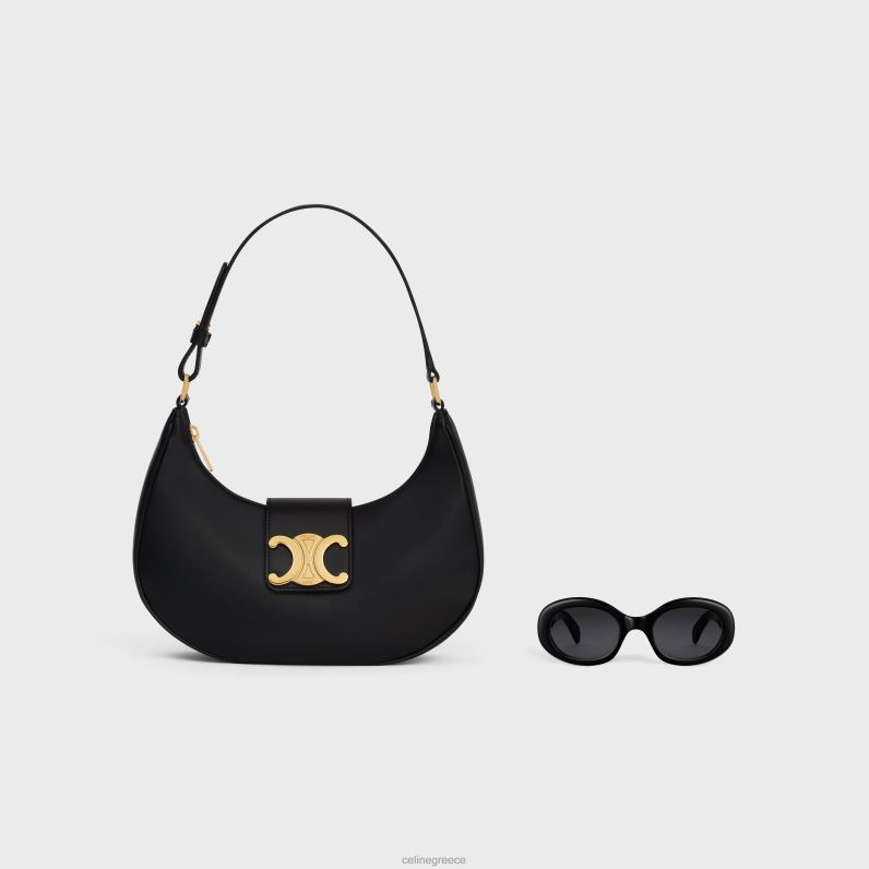 medium ava triomphe τσάντα σε λείο δέρμα μοσχαριού γυναίκες CELINE 640PT153 αξεσουάρ μαύρος