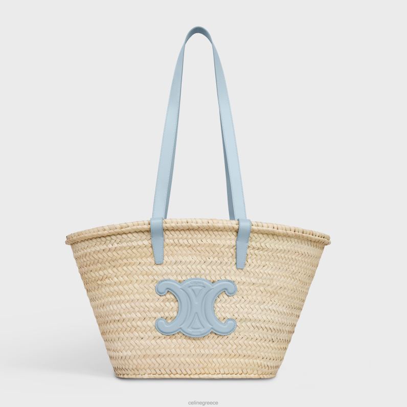 medium classic panier σε φύλλα φοίνικα & δέρμα μοσχαριού γυναίκες CELINE 640PT25 αξεσουάρ απαλό μπλε