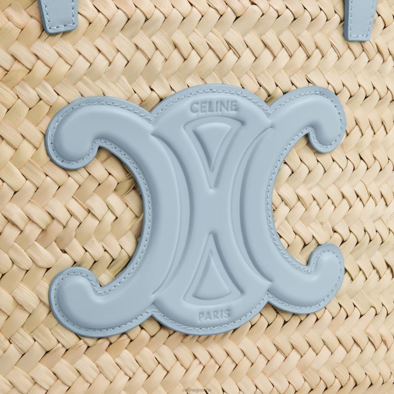 medium classic panier σε φύλλα φοίνικα & δέρμα μοσχαριού γυναίκες CELINE 640PT25 αξεσουάρ απαλό μπλε