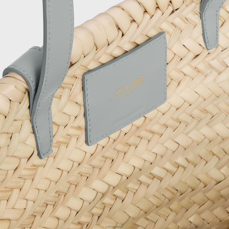 medium classic panier σε φύλλα φοίνικα & δέρμα μοσχαριού γυναίκες CELINE 640PT260 αξεσουάρ μαργαριταρένιο μπλε