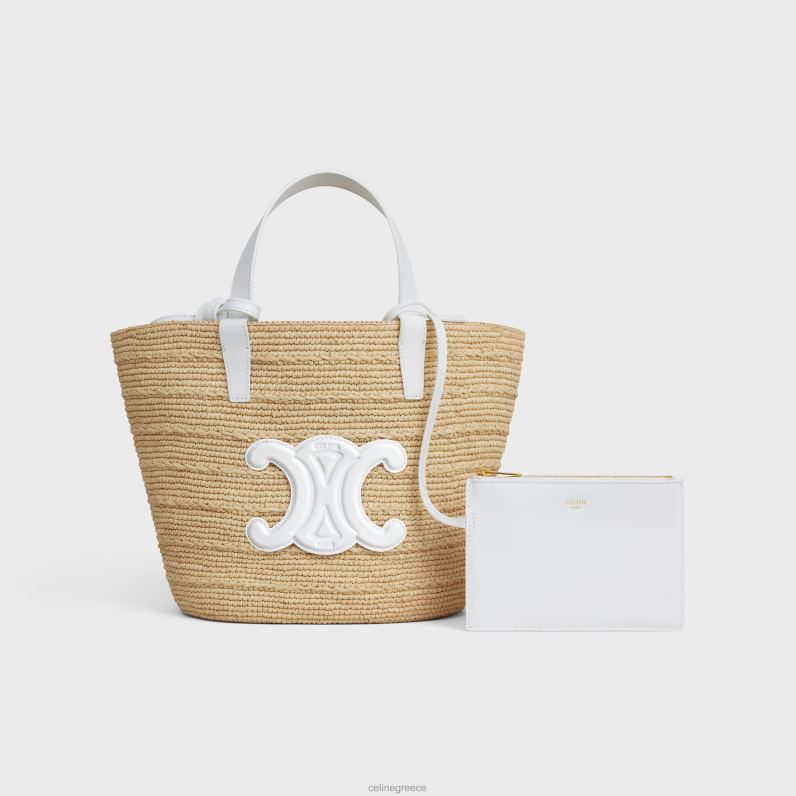 εφηβικό ελαστικό κλασικό πανί σε raffia & δέρμα μοσχαριού γυναίκες CELINE 640PT27 αξεσουάρ blanc de blanc