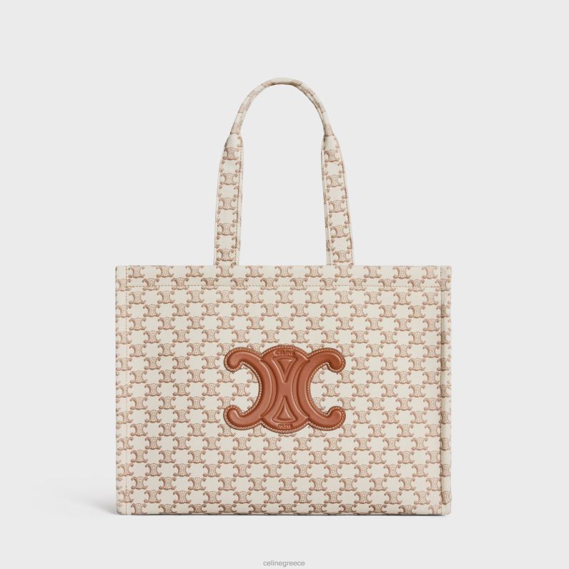 μεγάλες καμπίνες thais σε ύφασμα με καμβά triomphe και δέρμα μοσχαριού γυναίκες CELINE 640PT245 αξεσουάρ άσπρο