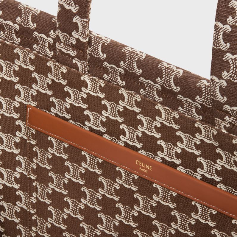 μεγάλες καμπίνες thais σε ύφασμα με καμβά triomphe και δέρμα μοσχαριού γυναίκες CELINE 640PT28 αξεσουάρ καφέ