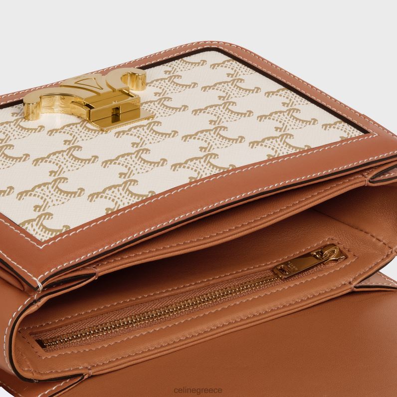 Εφηβική τσάντα θριάμβου σε καμβά triomphe & δέρμα μοσχαριού γυναίκες CELINE 640PT107 αξεσουάρ άσπρο