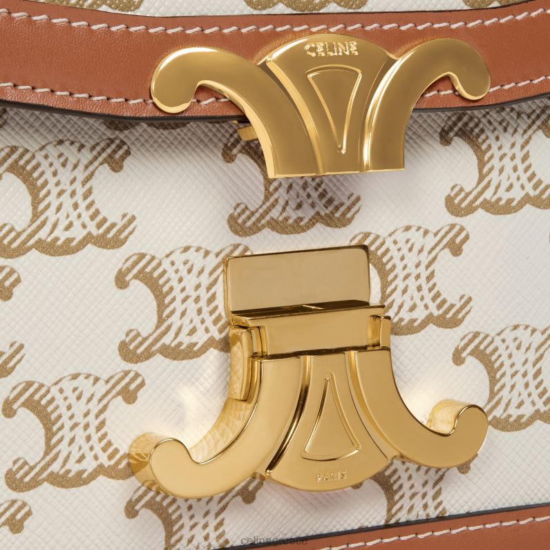 Εφηβική τσάντα θριάμβου σε καμβά triomphe & δέρμα μοσχαριού γυναίκες CELINE 640PT107 αξεσουάρ άσπρο