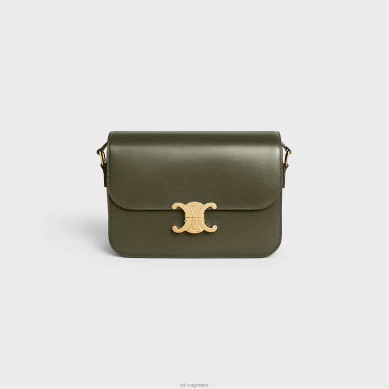 κλασική τσάντα triomphe σε γυαλιστερό δέρμα μοσχαριού γυναίκες CELINE 640PT21 αξεσουάρ μαύρη ελιά