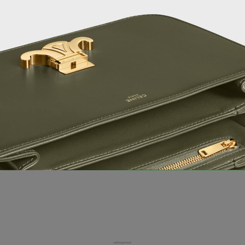 κλασική τσάντα triomphe σε γυαλιστερό δέρμα μοσχαριού γυναίκες CELINE 640PT21 αξεσουάρ μαύρη ελιά