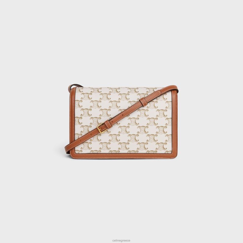 τσάντα φάκελος σε καμβά triomphe & δέρμα μοσχαριού γυναίκες CELINE 640PT225 αξεσουάρ άσπρο