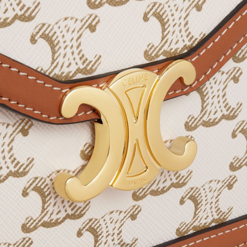 τσάντα φάκελος σε καμβά triomphe & δέρμα μοσχαριού γυναίκες CELINE 640PT225 αξεσουάρ άσπρο