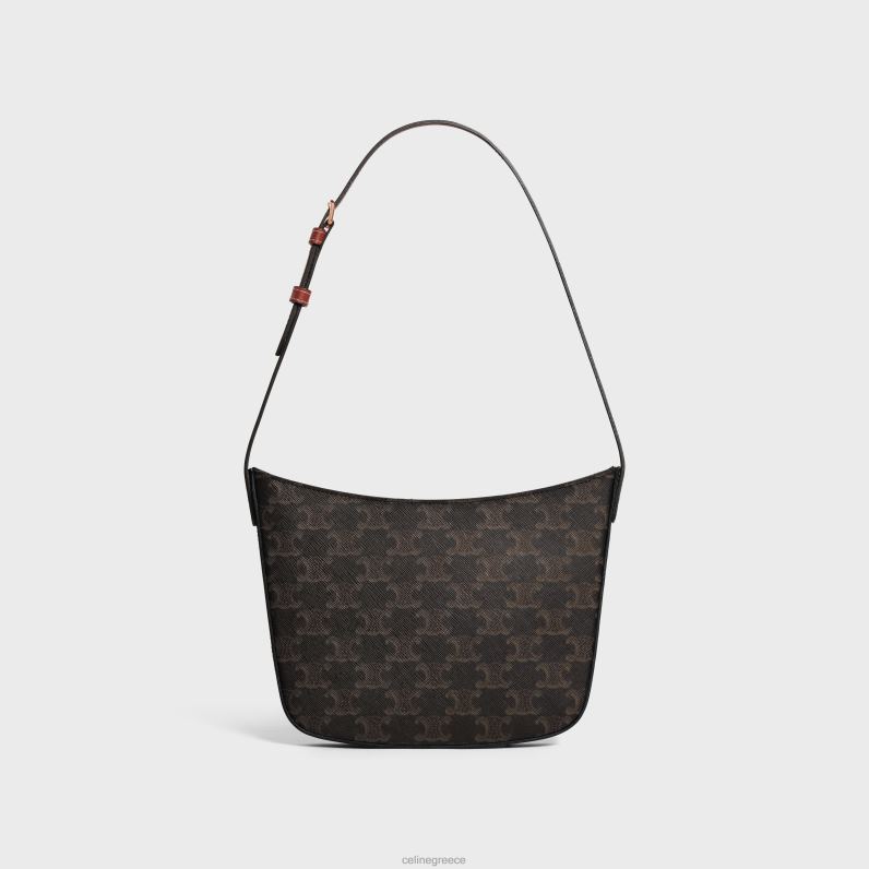 μεσαία τσάντα κροκ σε καμβά triomphe & δέρμα μοσχαριού γυναίκες CELINE 640PT229 αξεσουάρ βυρσοδέψω