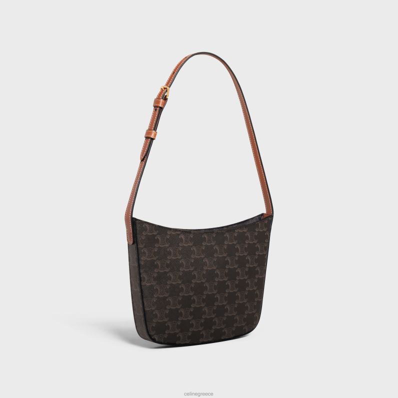 μεσαία τσάντα κροκ σε καμβά triomphe & δέρμα μοσχαριού γυναίκες CELINE 640PT229 αξεσουάρ βυρσοδέψω