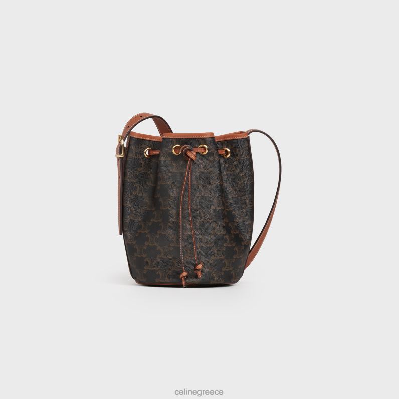 μικρό τσαντάκι με κορδόνια σε καμβά triomphe & δέρμα μοσχαριού γυναίκες CELINE 640PT234 αξεσουάρ βυρσοδέψω