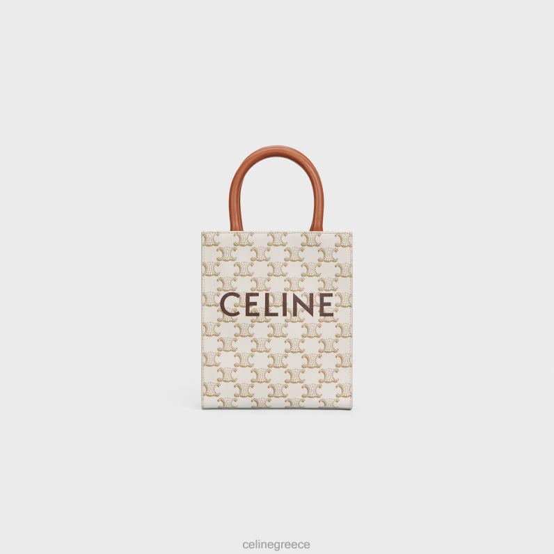 μίνι κάθετες καμπίνες σε καμβά triomphe & δέρμα μοσχαριού με στάμπα γυναίκες CELINE 640PT239 αξεσουάρ άσπρο