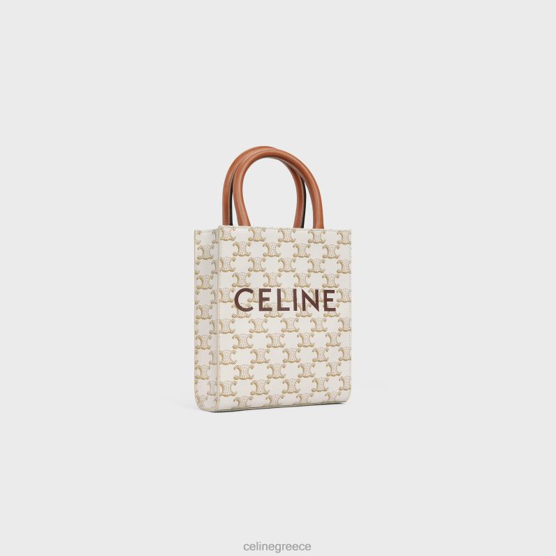 μίνι κάθετες καμπίνες σε καμβά triomphe & δέρμα μοσχαριού με στάμπα γυναίκες CELINE 640PT239 αξεσουάρ άσπρο