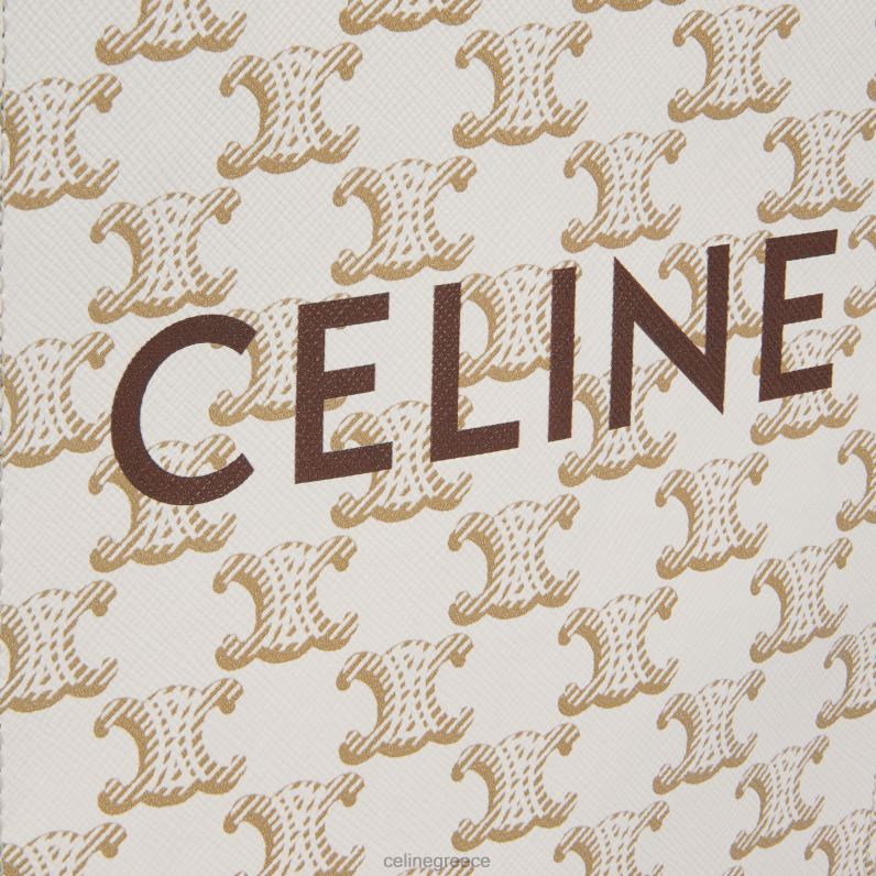 μίνι κάθετες καμπίνες σε καμβά triomphe & δέρμα μοσχαριού με στάμπα γυναίκες CELINE 640PT239 αξεσουάρ άσπρο