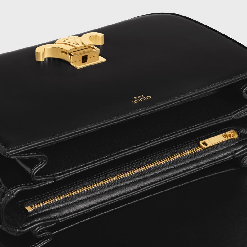 κλασική τσάντα triomphe σε γυαλιστερό δέρμα μοσχαριού γυναίκες CELINE 640PT41 αξεσουάρ μαύρος