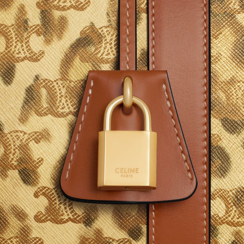 μεγάλη τσάντα ταξιδιού σε καμβά triomphe με στάμπα γυναίκες CELINE 640PT87 αξεσουάρ λεοπάρδαλη