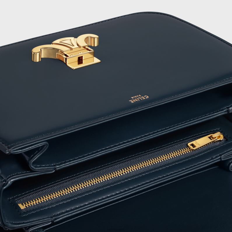 κλασική τσάντα triomphe σε γυαλιστερό δέρμα μοσχαριού γυναίκες CELINE 640PT89 αξεσουάρ ναυτικό μπλε