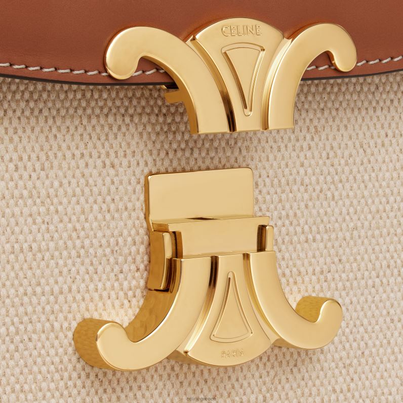 κλασική τσάντα triomphe σε ύφασμα και δέρμα μοσχαριού γυναίκες CELINE 640PT94 αξεσουάρ φυσικός/μαύρισμα