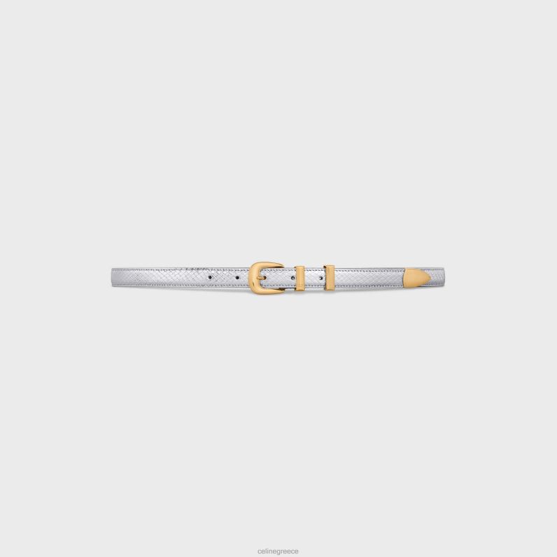 μικρή δυτική ζώνη από δέρμα μόσχου ανάγλυφο πύθωνα γυναίκες CELINE 640PT1029 αξεσουάρ ασήμι